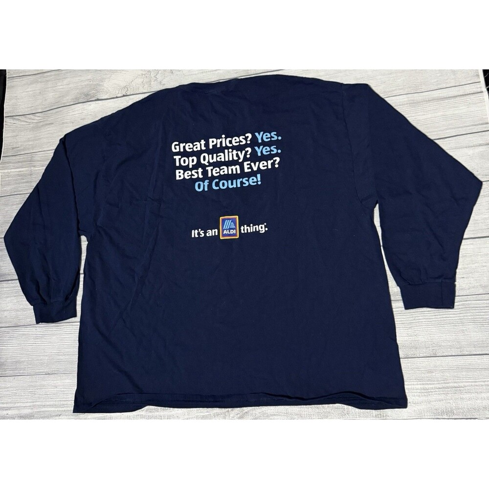 ALDI Grocery Store Employe Long Sleeve T Shirt Men’s Size 3XL Quality Team Price